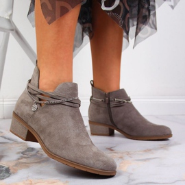 Botki z łańcuszkiem Filippo W PAW318B szare 2