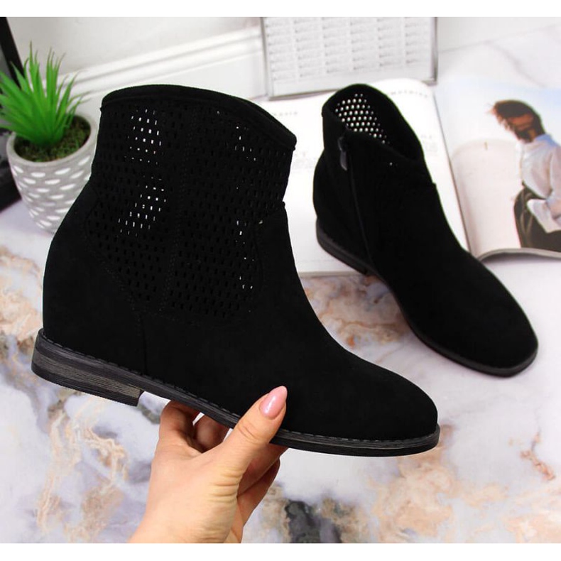 Botki ażurowe S.Barski W OLI141A czarne 1