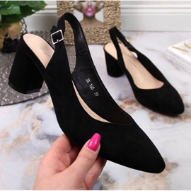 Czółenka na słupku Sergio Leone w SK362 czarne 1