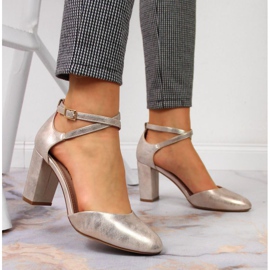 Sandały na słupku Sergio Leone W SK364A złote złoty 2