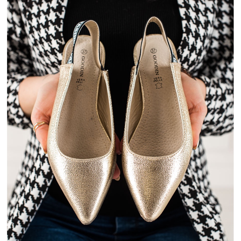 Goodin Czółenka Z Odkrytą Piętą złoty 1