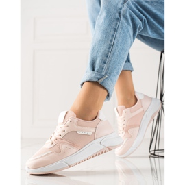 Ideal Shoes Różowe Sneakersy Na Platformie 3