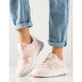 Ideal Shoes Różowe Sneakersy Na Platformie 1