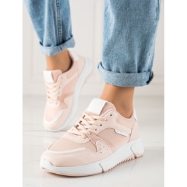 Ideal Shoes Różowe Sneakersy Na Platformie 2