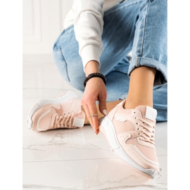 Ideal Shoes Różowe Sneakersy Na Platformie 4