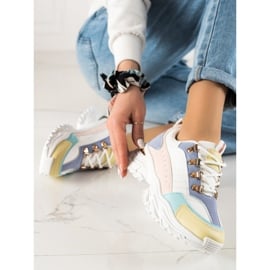 TRENDI Stylowe Kolorowe Sneakersy białe wielokolorowe 3