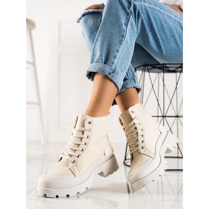 Seastar Modne Wysokie Trampki Na Platformie beżowy 1