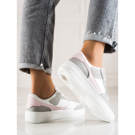 TRENDI Klasyczne Sneakersy Na Platformie białe różowe szare 3