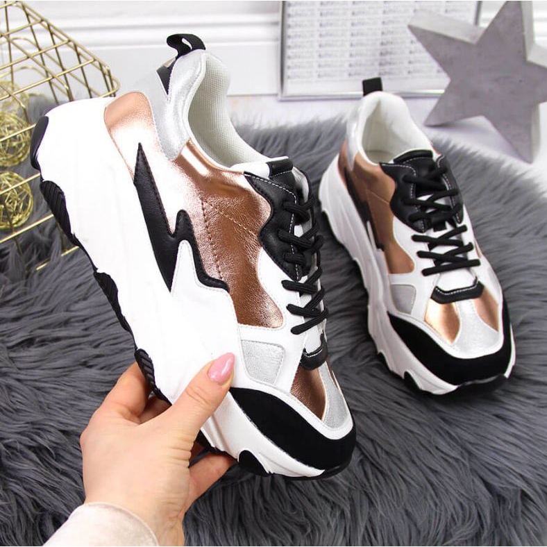 Sneakersy na platformie Potocki W WOL53 biało złote białe złoty 1