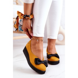Zamszowe Baleriny Na Platformie Maciejka 05062-07 Żółte czarne 1