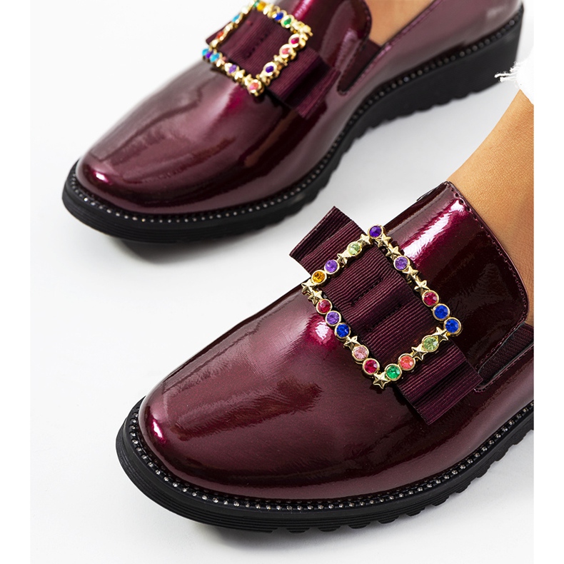 Bordowe półbuty lakierowane Kalma czerwone 1