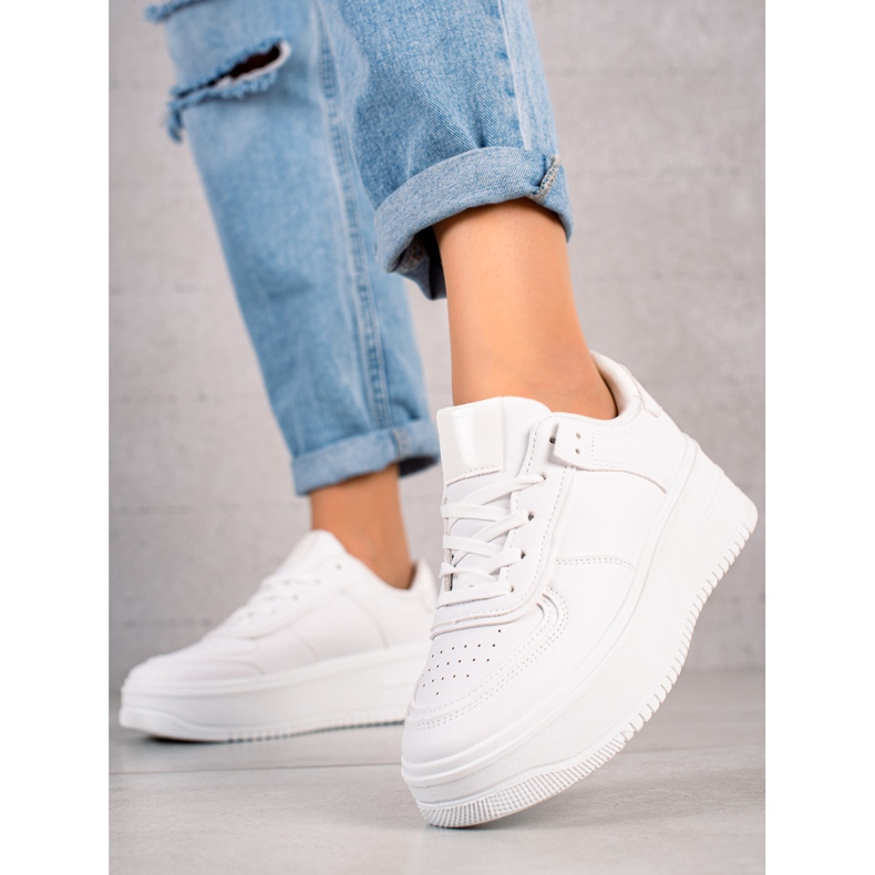 TRENDI Modne Sneakersy Na Szerokiej Platformie białe 1