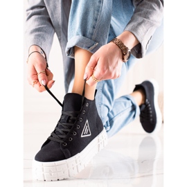 TRENDI Wysokie Trampki Fashion Shoes czarne 1