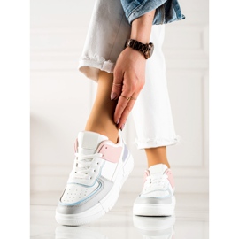 TRENDI Sneakersy Na Platformie białe wielokolorowe 1