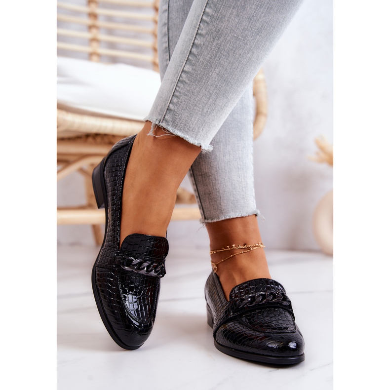 Vinceza Lakierowane Półbuty W Wężowy Wzór Czarne Yasmin 2