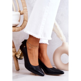 Skórzane Czółenka Na Słupku Maciejka 05334-01 Czarne 2