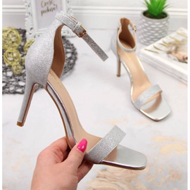 Sandały na szpilce brokatowe Vinceza W JAN81E srebrne srebrny 1