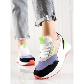 TRENDI Kolorowe Sneakersy Na Platformie białe czarne fioletowe wielokolorowe 1