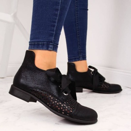 Botki ażurowe wiosenne Jezzi W JEZ319A czarne 2