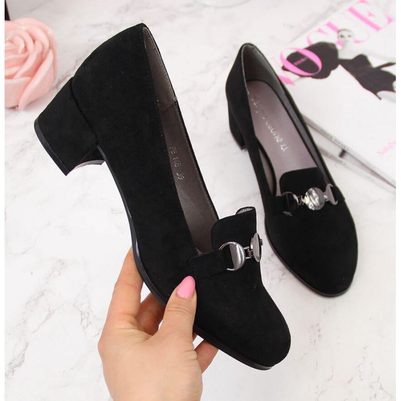 Półbuty na klocku Sergio Leone SK332A czarne 1