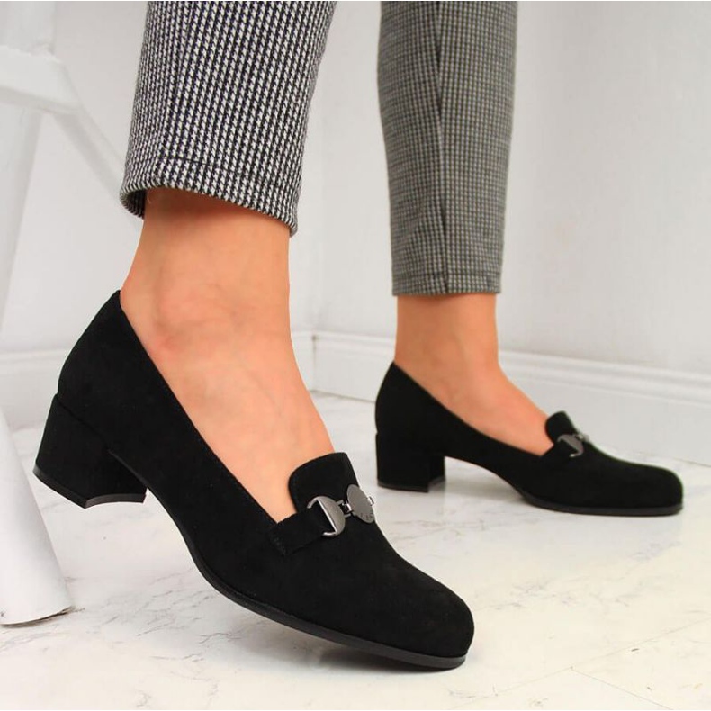 Półbuty na klocku Sergio Leone SK332A czarne 2