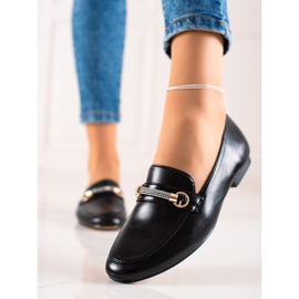 Ideal Shoes Eleganckie Mokasyny Z Cyrkoniami czarne 1