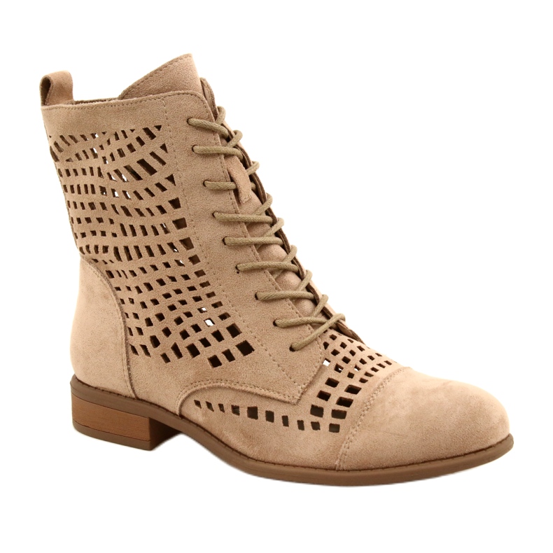 M.Daszyński Workery ażurowe wiązane Daszyński SA142-33 beżowy 1