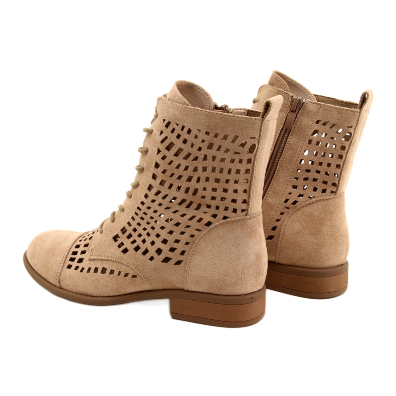 M.Daszyński Workery ażurowe wiązane Daszyński SA142-33 beżowy 5