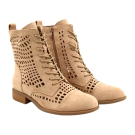 M.Daszyński Workery ażurowe wiązane Daszyński SA142-33 beżowy 7