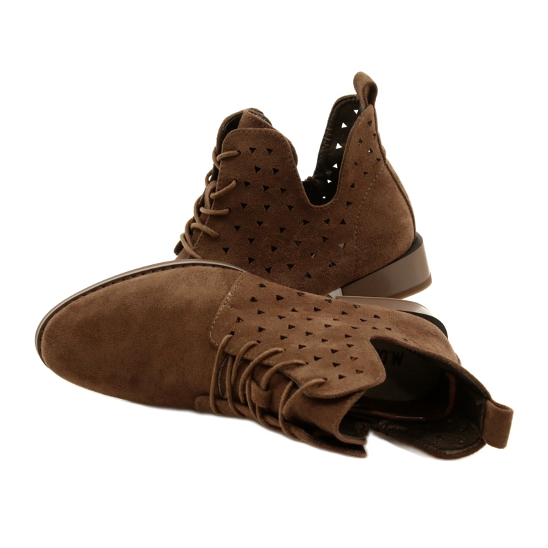 Zamszowe Botki Damskie Daszyński Brązowe SA197-10 6