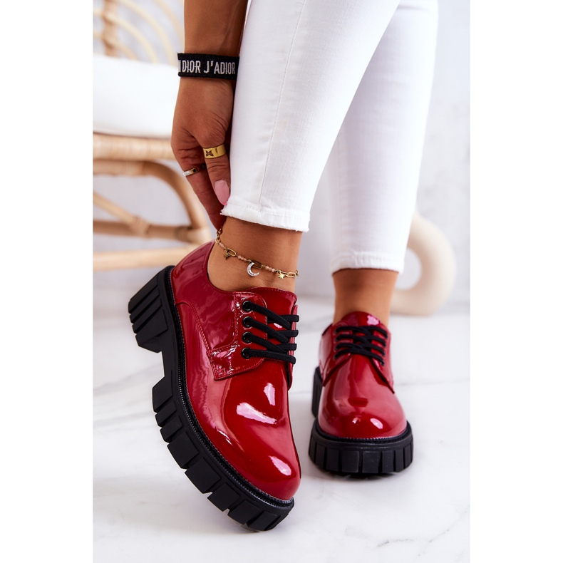 Modne Lakierowane Półbuty La.Fi Czerwone Hallie 2