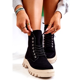 PS1 Zamszowe Botki Trapery Wiązane Czarne Hurricane 1