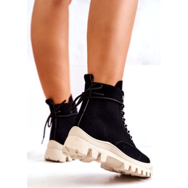 PS1 Zamszowe Botki Trapery Wiązane Czarne Hurricane 4