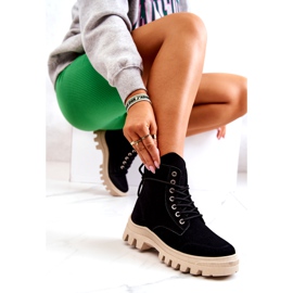 PS1 Zamszowe Botki Trapery Wiązane Czarne Hurricane 6