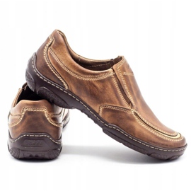 Joker Mokasyny męskie skórzane 213 brązowe 3
