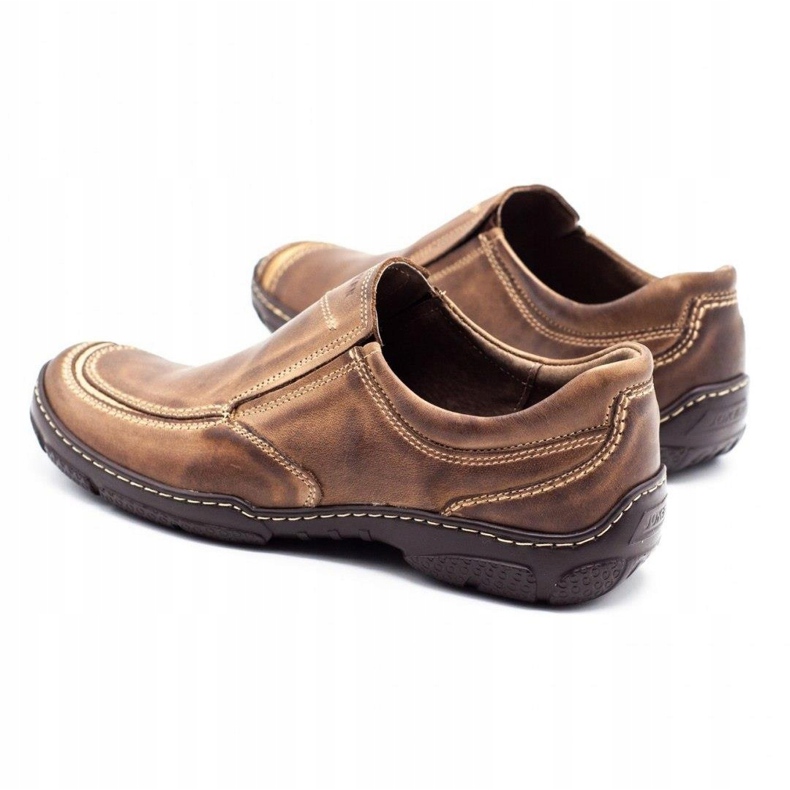 Joker Mokasyny męskie skórzane 213 brązowe 4