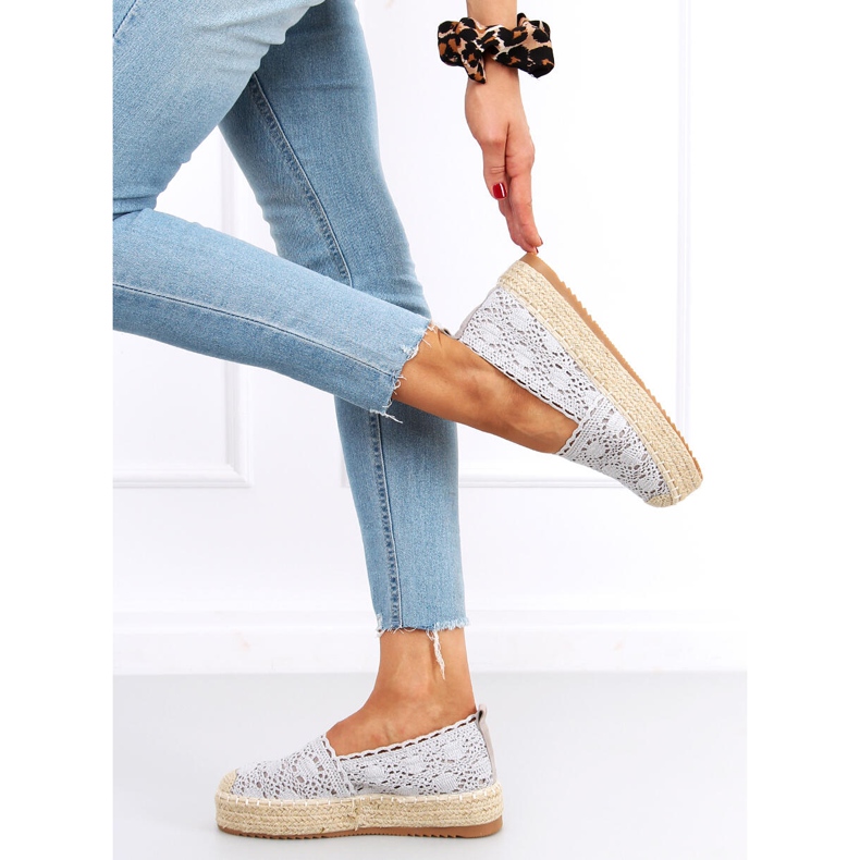 Espadryle koronkowe Alice Grey szare 1