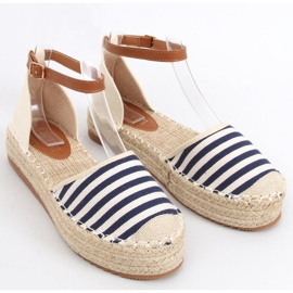 Espadryle w paski Gema Blue granatowe 1