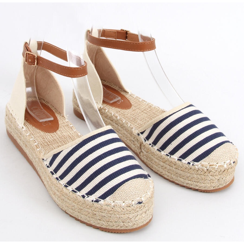 Espadryle w paski Gema Blue granatowe 1