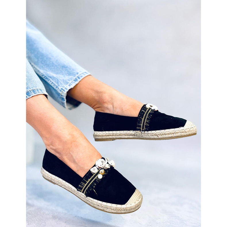 Espadryle z muszelkami Lola Black czarne 2