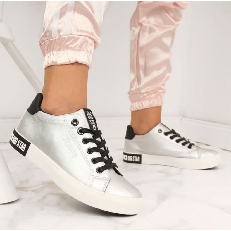 Trampki niskie z eko skóry Big Star W II274034 srebrne srebrny 2