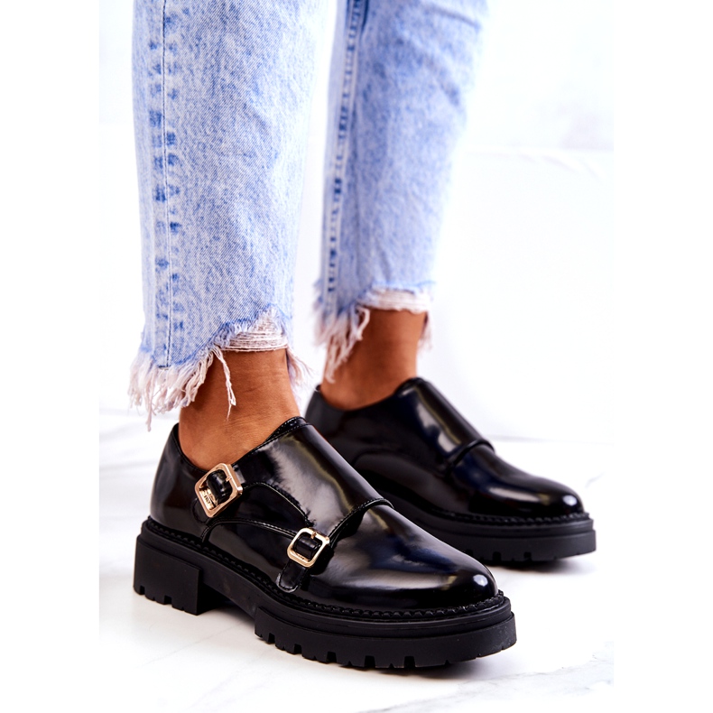 PL5 Skórzane Półbuty Ze Sprzączką La.Fi Czarne Leonie 1