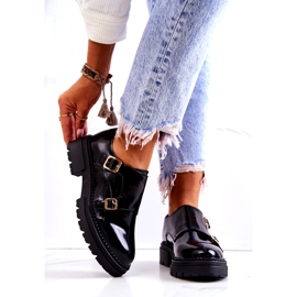 PL5 Skórzane Półbuty Ze Sprzączką La.Fi Czarne Leonie 2