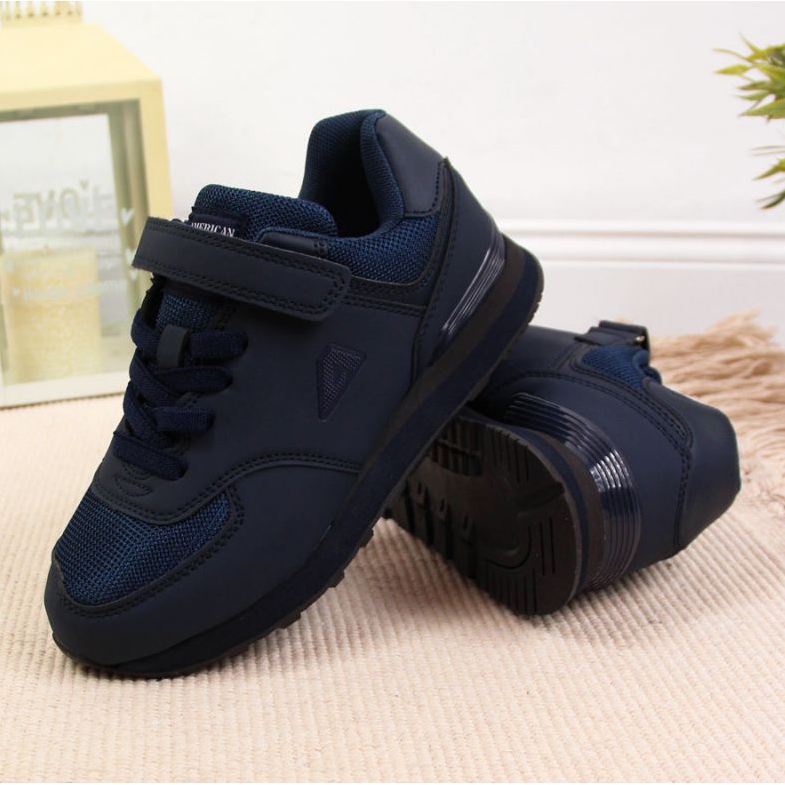 Buty na rzep American Club Jr AM788B granat granatowe 2