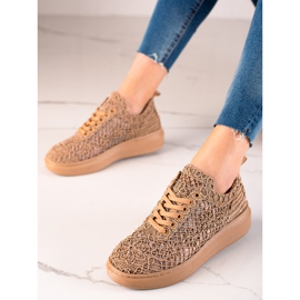 ARTIKER Ażurowe Trampki Na Platformie beżowy 1