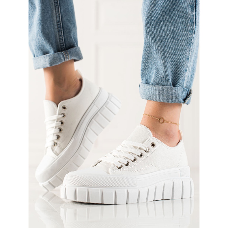 W. Potocki Trampki Na Platformie Potocki białe 2