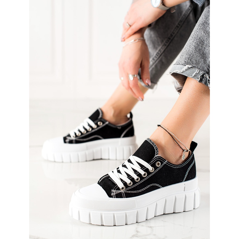 W. Potocki Trampki Na Platformie Potocki czarne 1