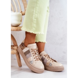 Skórzane Buty Sportowe Na Platformie Maciejka 05482-04 Beżowe beżowy 2