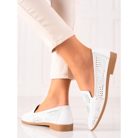 Goodin Skórzane Mokasyny Z Ażurowym Wzorem białe 1