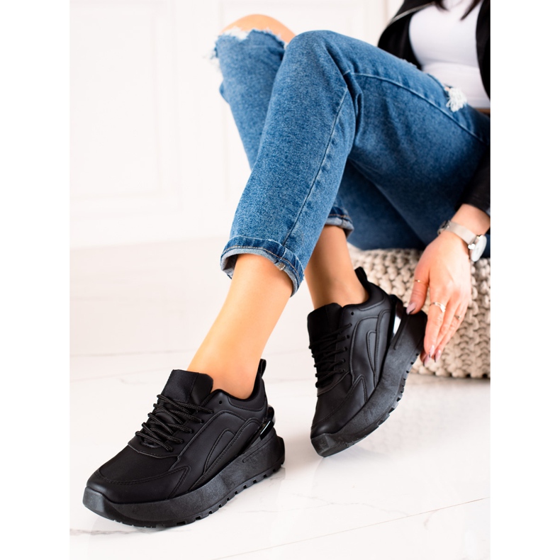 TRENDI Czarne Sneakersy Z Eko Skóry 1